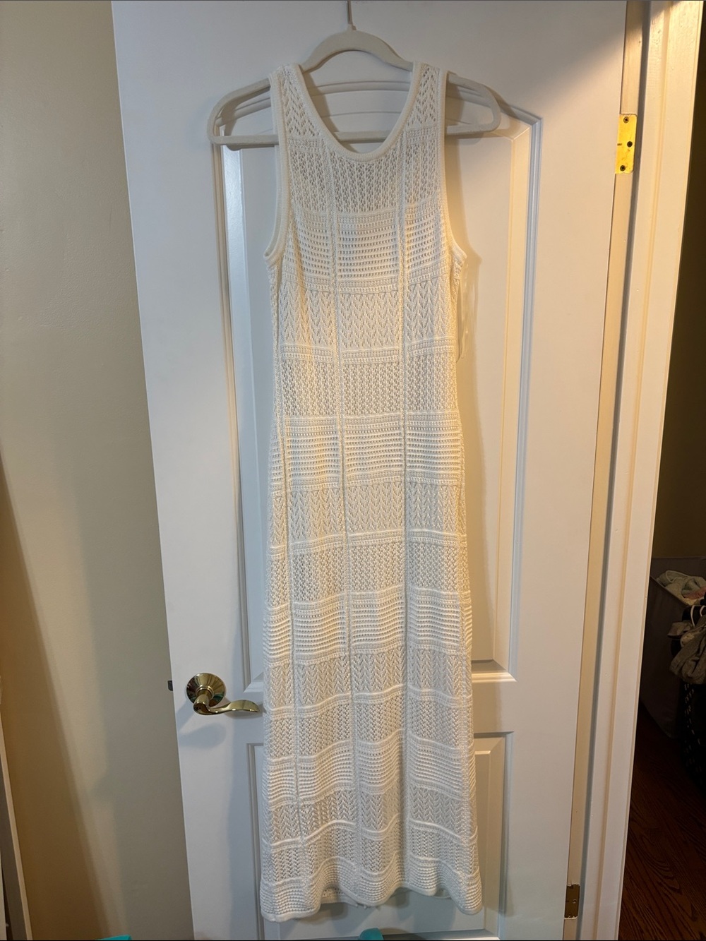 Sleeveless White Crochet Maxi Dress